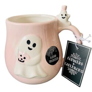 NWT Cobwebs & Cauldrons Pink Ghost 3D Mug